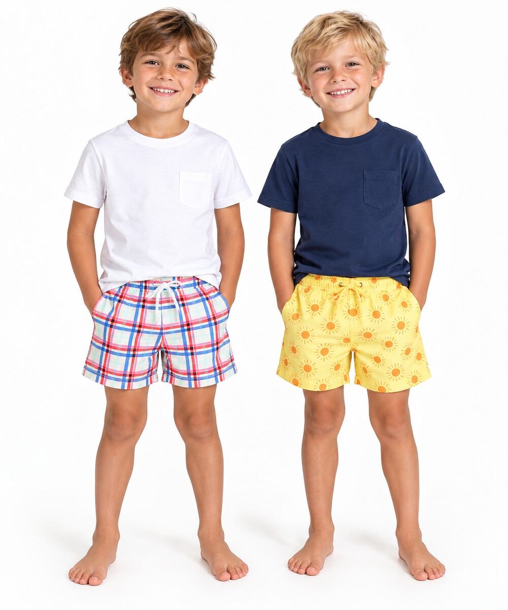 Hanna Andersson Kids Swim Trunks Lot of 2 Size 110 US 5 Plaid Sun Print